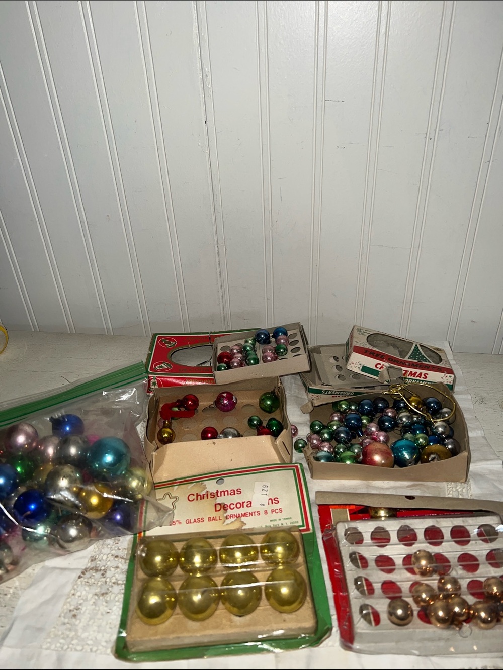 Lot vintage Mercury glass feather tree Christmas ornaments